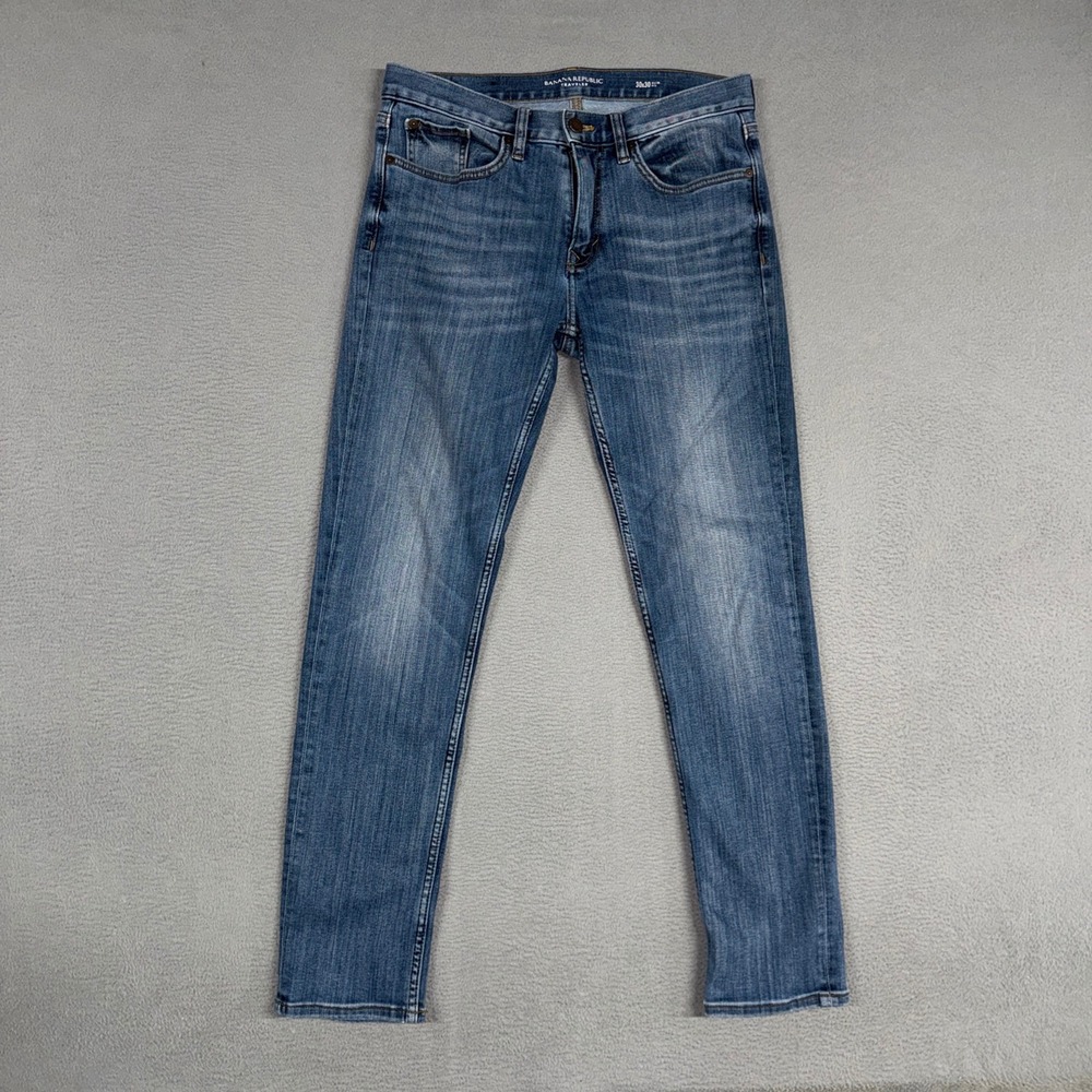 Banana Republic Traveler Jeans Mens 30x30 (Fits 32x30) Blue Slim Stretch Denim